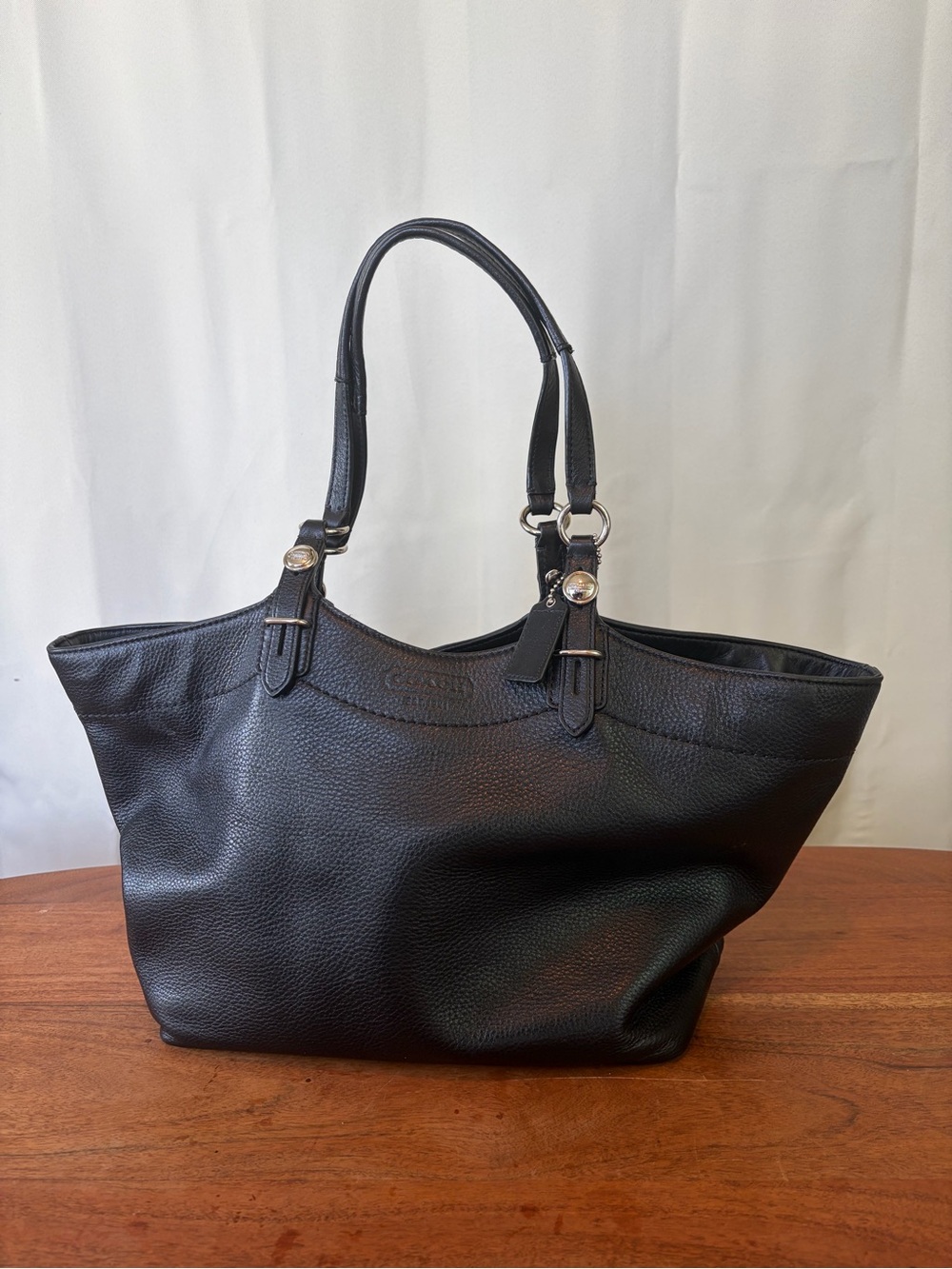 Coach Carly Bleecker F16174 Black Pebble Leather Satchel Shoulder Bag Tote